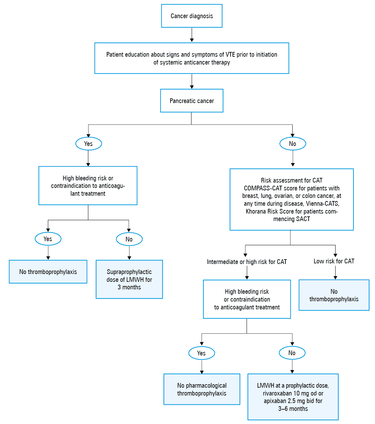 The 2023 European Society for Medical Oncology guidelines: recommended decision tree for treatment of CATAbbreviations: GI, gastrointestinal; VKA, vitamin K antagonist; others, see Figure 1 and Table 1